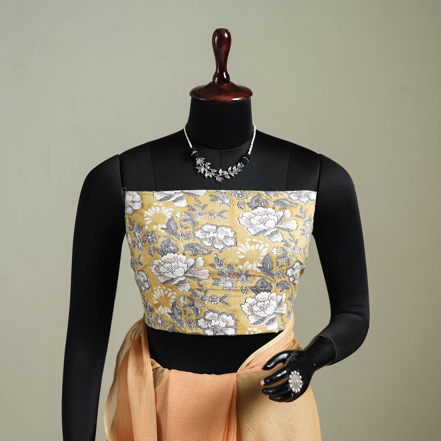Peach - Nazaakat Kota Doria Cotton Plain Saree with Blouse & Jewellery Set 119