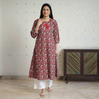 Red - Jaipur Printed Cotton A-Line Kurta 12