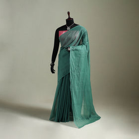 Green - Nazaakat Kota Doria Cotton Plain Saree with Blouse & Jewellery Set 121