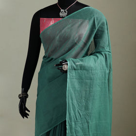 Green - Nazaakat Kota Doria Cotton Plain Saree with Blouse & Jewellery Set 121