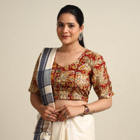 Red - Kalamkari Block Printed Cotton Stitched Blouse