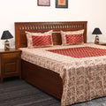Beige - kalamkari with modal silk patch cotton bedsheet set