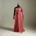 Pink - Nazaakat Kota Doria Cotton Plain Saree with Blouse & Jewellery Set 123