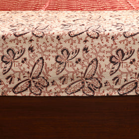 Beige - kalamkari with modal silk patch cotton bedsheet set