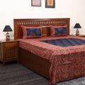 Red - kalamkari with modal silk patch cotton bedsheet set