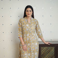 Yellow - Block Print Cotton Straight Sanganeri Kurta 02