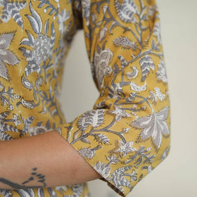 Yellow - Block Print Cotton Straight Sanganeri Kurta 02