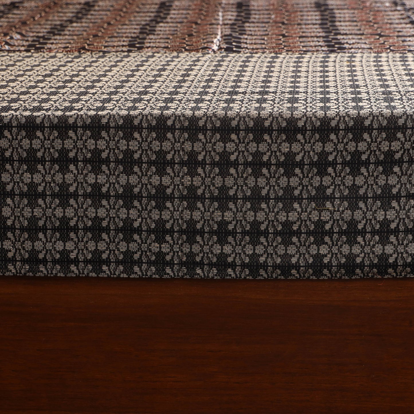 Brown Jacquard with Ajrakh Modal Silk Patch Cotton Bedsheet Set