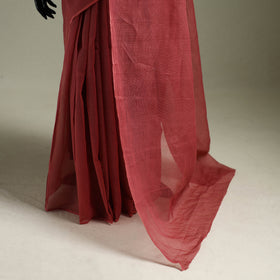 Red - Nazaakat Kota Doria Cotton Plain Saree with Blouse & Jewellery Set 127
