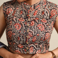 Black - Kalamkari Block Printed Cotton Stitched Blouse