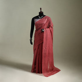Red - Nazaakat Kota Doria Cotton Plain Saree with Blouse & Jewellery Set 128