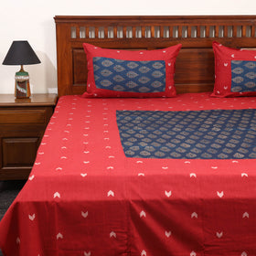 Red - jacquard with modal silk patch cotton bedsheet set 04