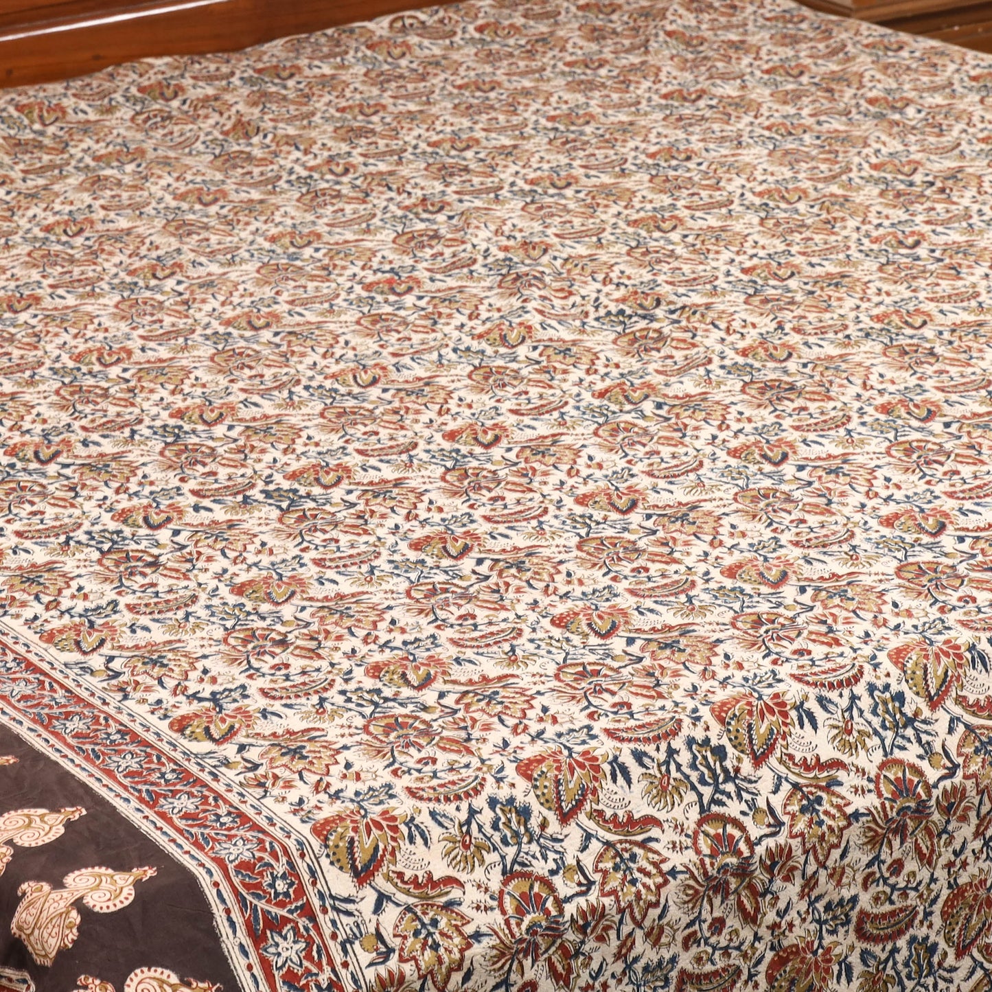 Orange - multicolor - pedana kalamkari cotton double bed