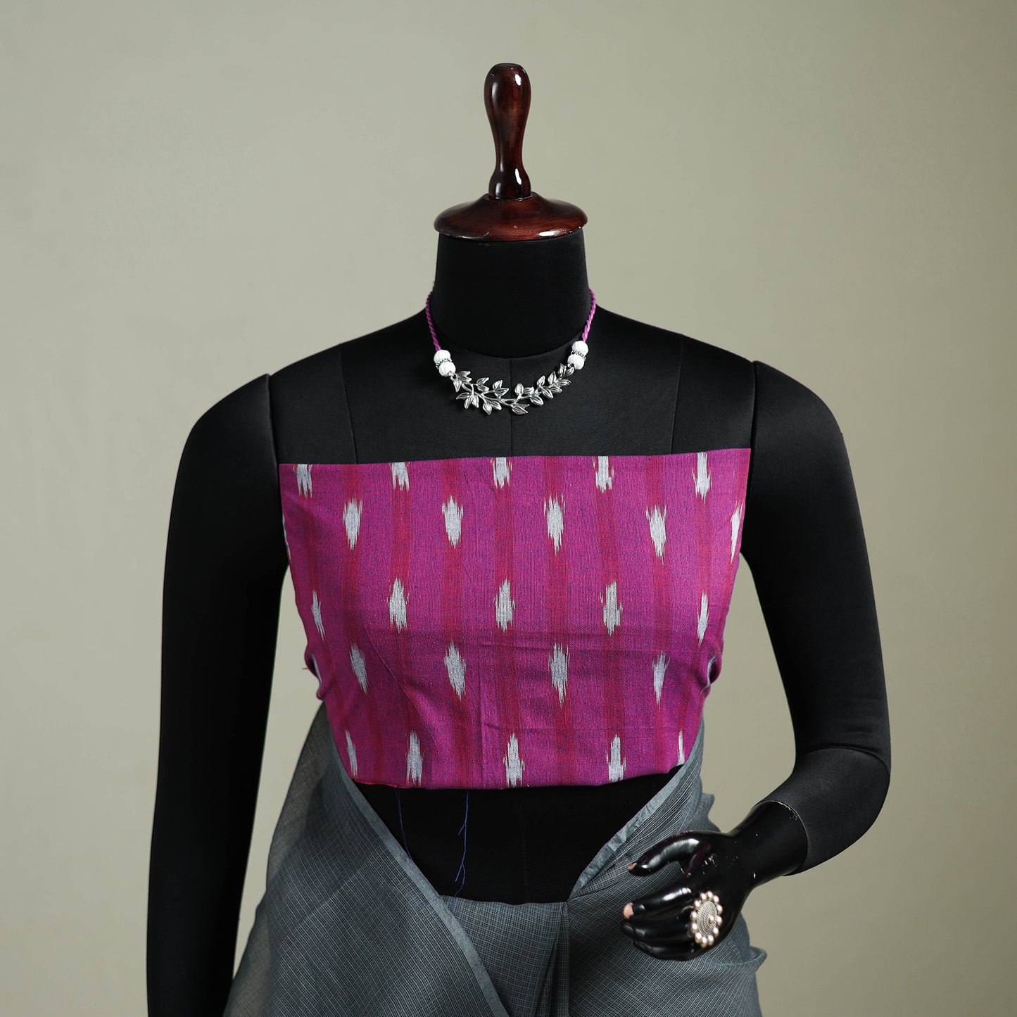 Grey - Nazaakat Kota Doria Cotton Plain Saree with Blouse & Jewellery Set 129