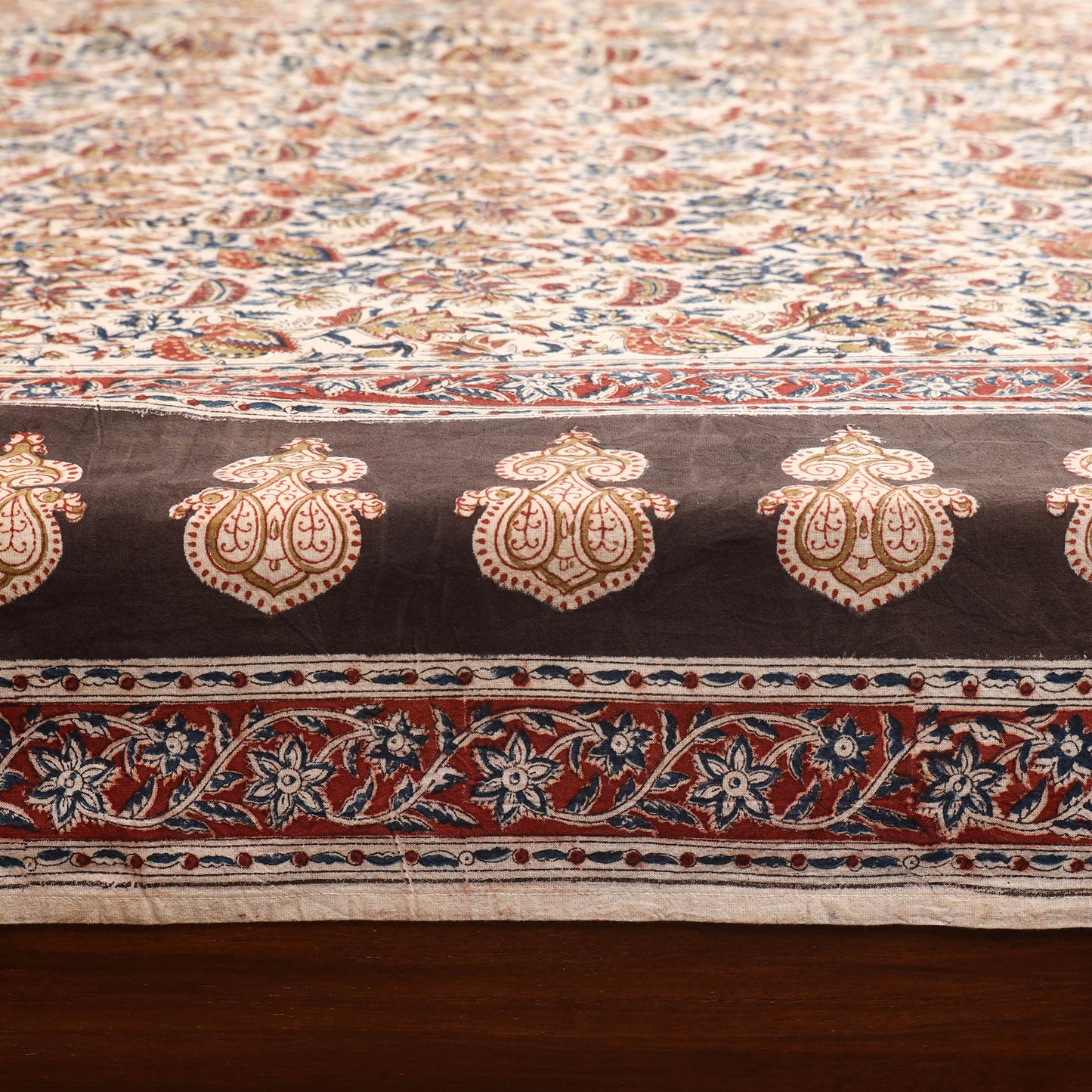 Orange - multicolor - pedana kalamkari cotton double bed