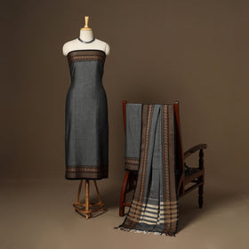 Grey - 3pc cotton unstitched dharwad dress material