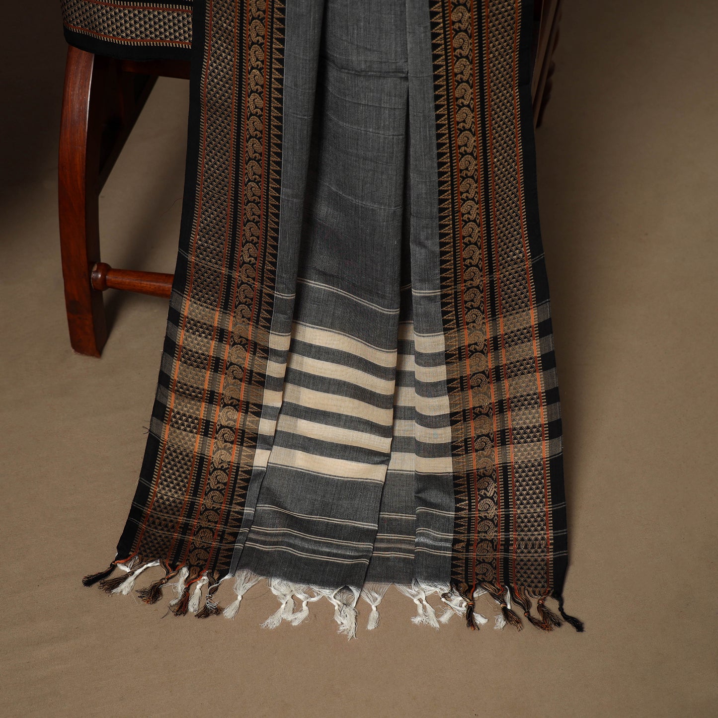 Grey - 3pc cotton unstitched dharwad dress material