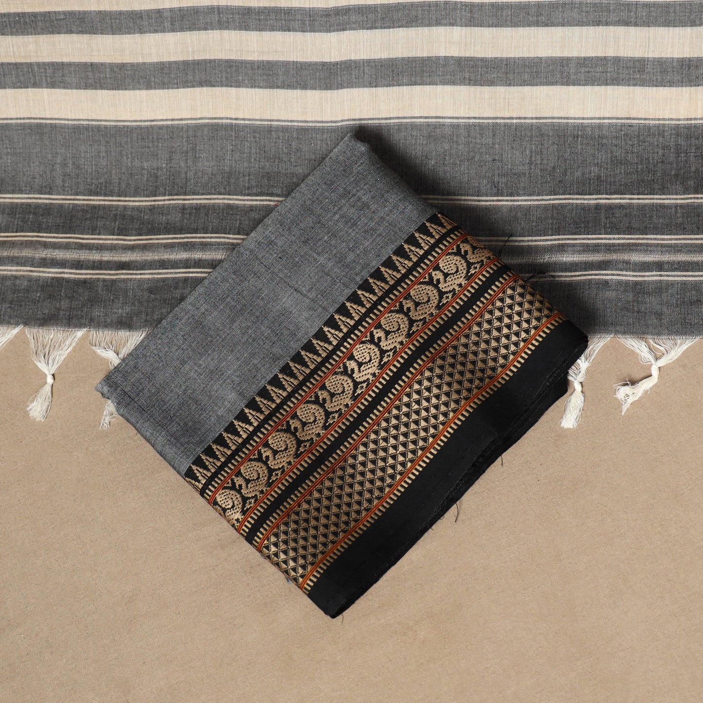 Grey - 3pc cotton unstitched dharwad dress material