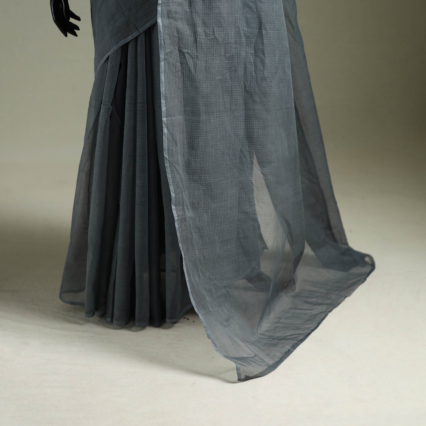 Grey - Nazaakat Kota Doria Cotton Plain Saree with Blouse & Jewellery Set 131
