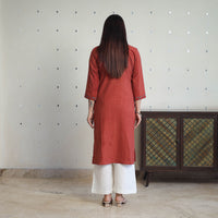 Red - Block Printed Cotton Straight Ajrakh Kurta 34