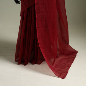 Red - Nazaakat Kota Doria Cotton Plain Saree with Blouse & Jewellery Set 132