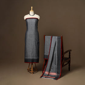 Grey - 3pc cotton unstitched dharwad dress material