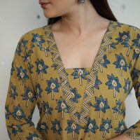 Yellow - Block Printed Cotton Straight Ajrakh Kurta 32