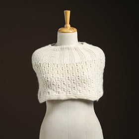 White - kullu karishma hand knitted merino wool neck warmer