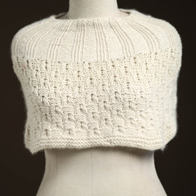 White - kullu karishma hand knitted merino wool neck warmer