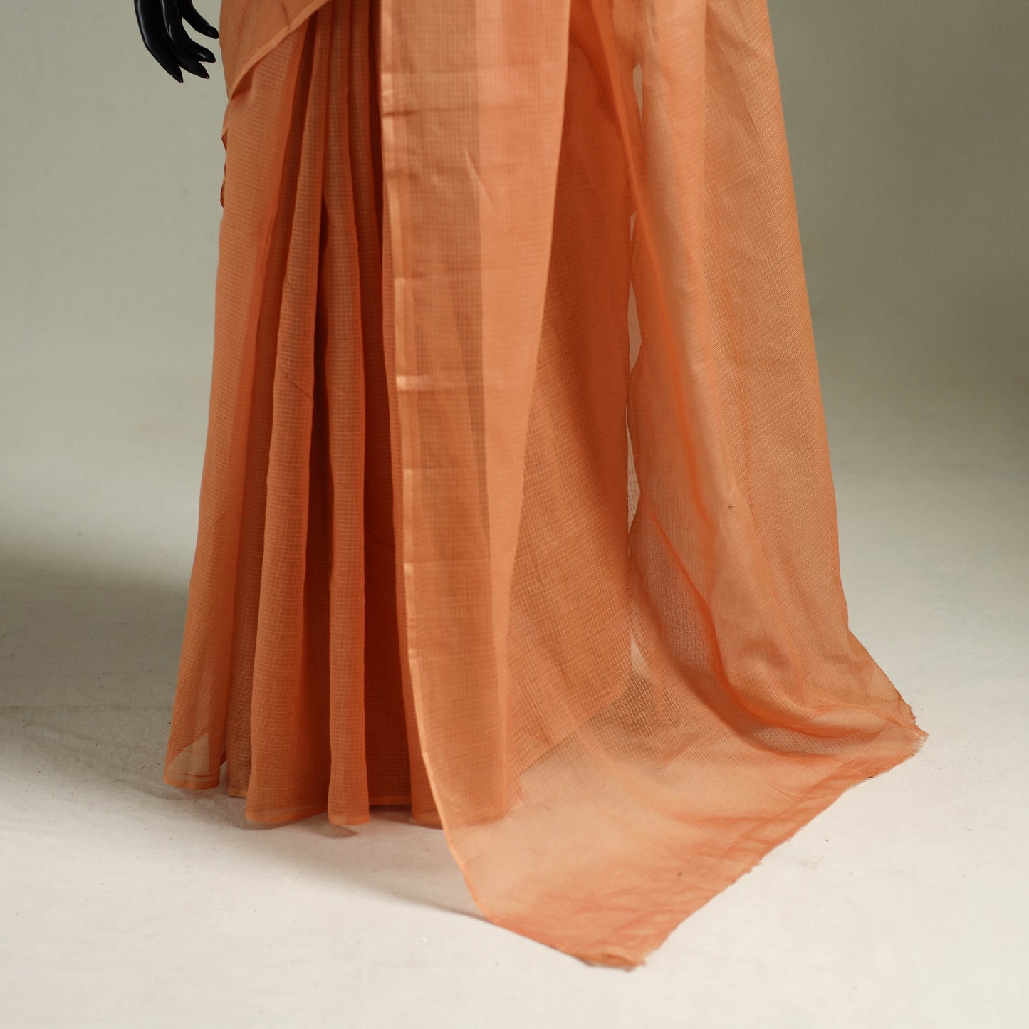 Peach - Nazaakat Kota Doria Cotton Plain Saree with Blouse & Jewellery Set 135