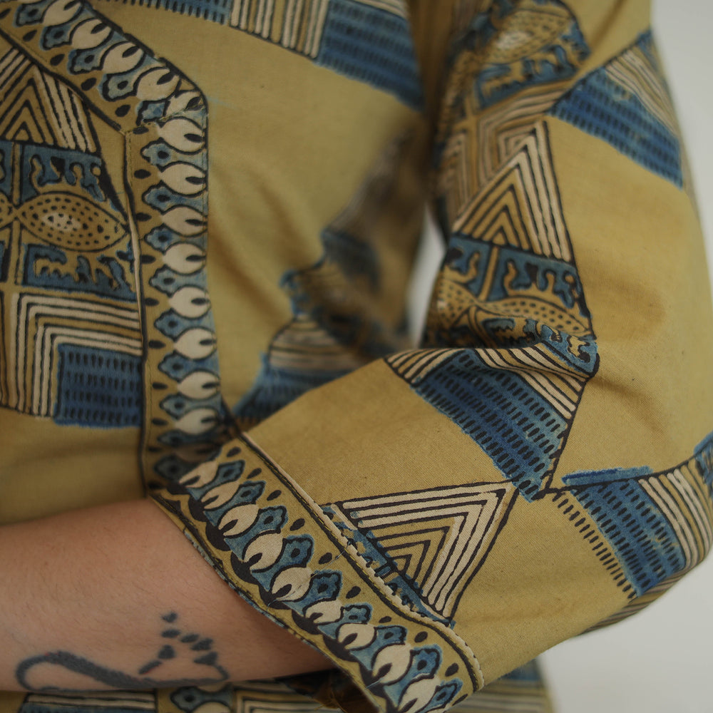 Yellow - Block Printed Cotton Straight Ajrakh Kurta 35