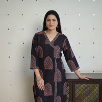 Black - Block Printed Cotton Straight Ajrakh Kurta 36