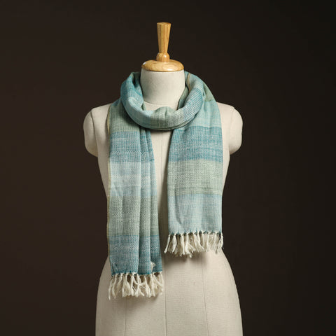 Green - kumaun handwoven merino wool stole 78 - handcrafted