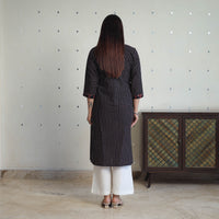 Black - Block Printed Cotton Straight Ajrakh Kurta 31