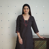 Black - Block Printed Cotton Straight Ajrakh Kurta 31