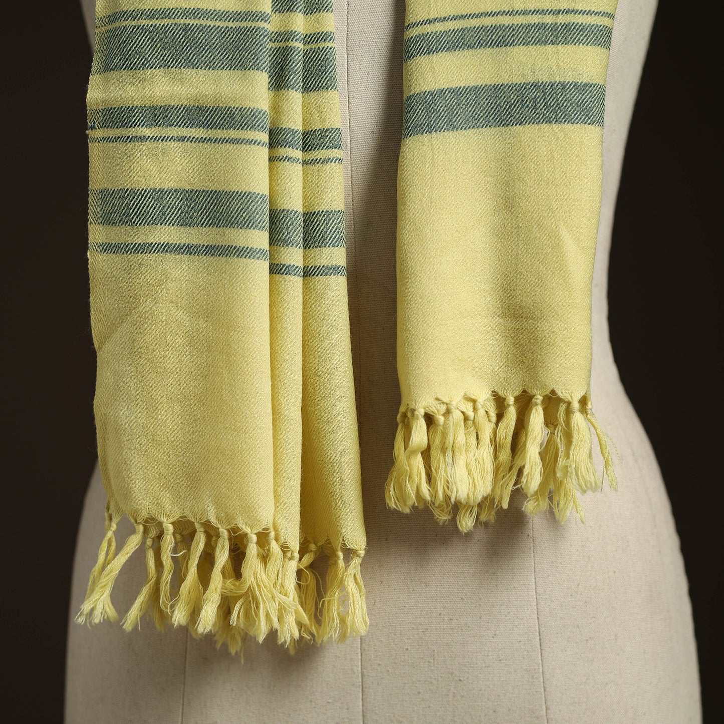 Yellow - kumaun handwoven merino wool stole 77 - handcrafted