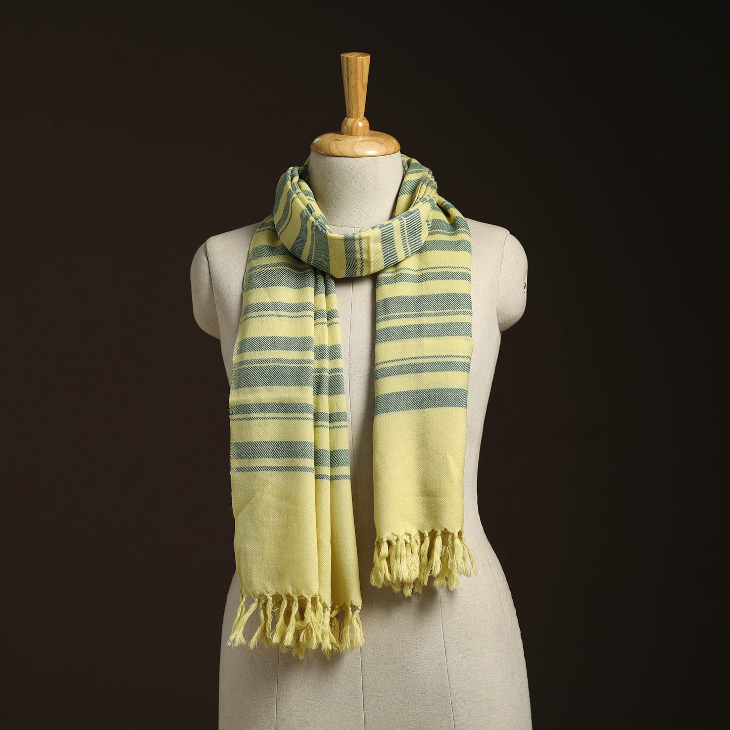 Yellow - kumaun handwoven merino wool stole 77 - handcrafted