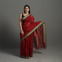 Red - Handloom Cotton Thread Border Kanchipuram Saree 02