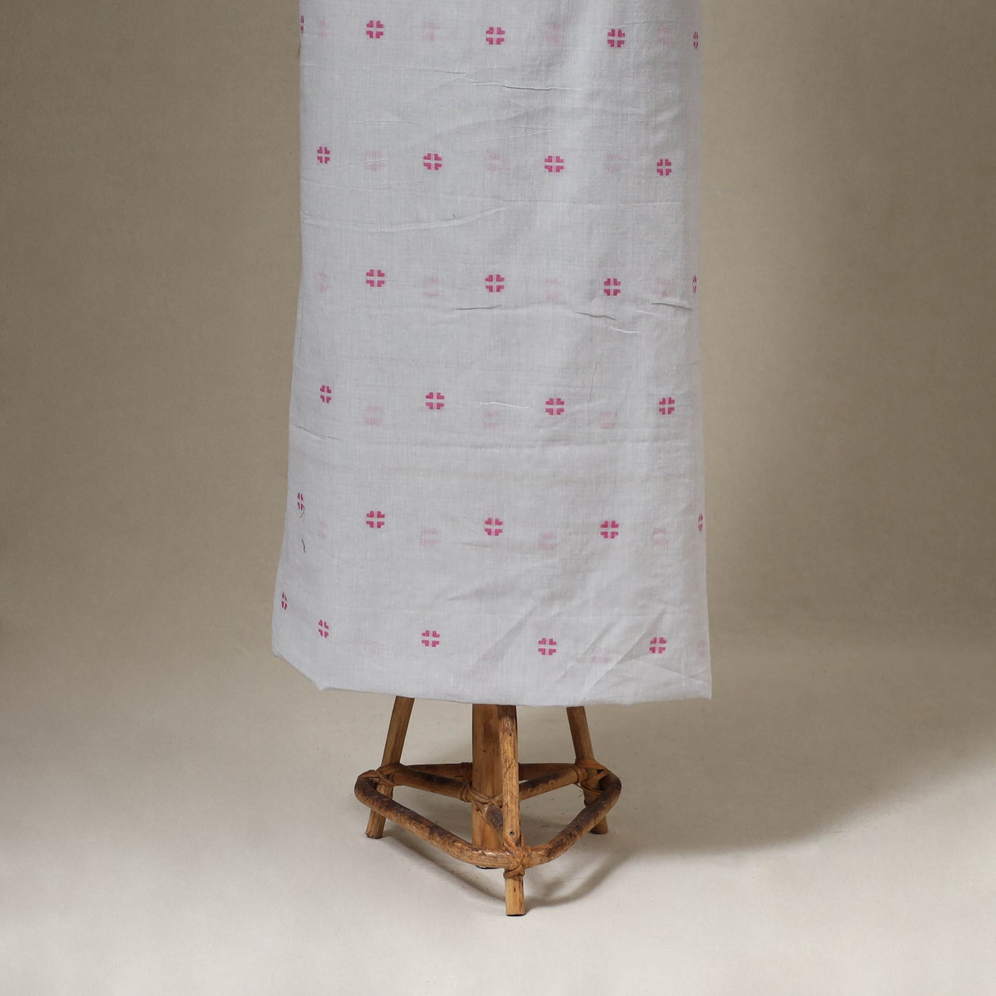 Grey Jamdani Cotton Dress Material with Jewellery Set