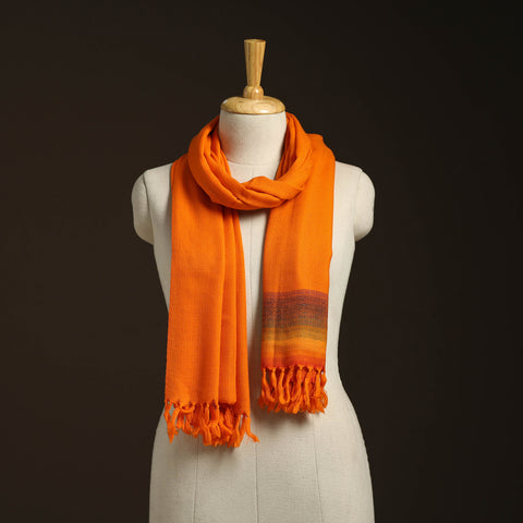 Orange - kumaun handwoven merino wool stole 90 - handcrafted