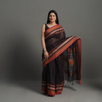 Black - Handloom Cotton Thread Border Kanchipuram Saree 06