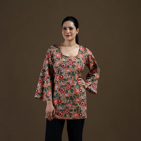 Brown - Sanganeri Hand Block Print Cotton Short Kurta for women 08