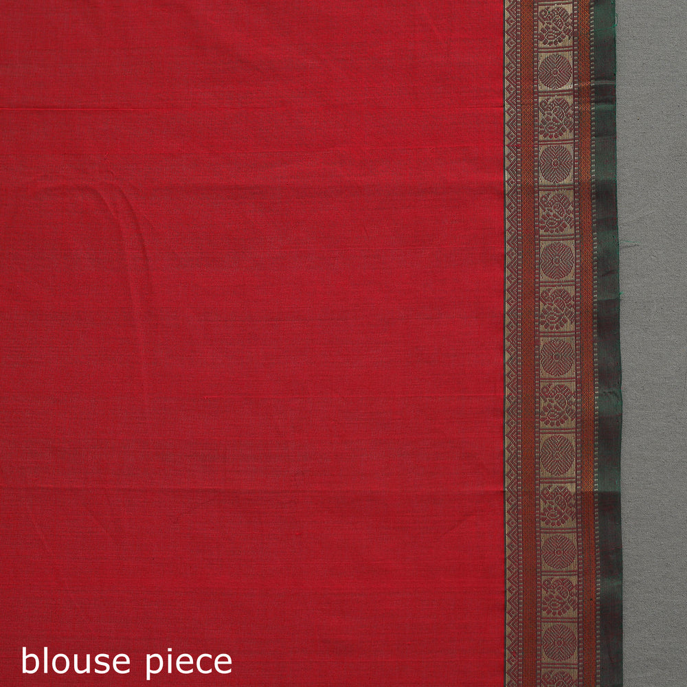 Red - Handloom Cotton Thread Border Kanchipuram Saree 07