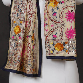 Blue Ranihati Chanderi Silk Hand Embroidered Stole
