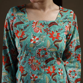Green - Sanganeri Hand Block Print Cotton Short Kurta for women 11