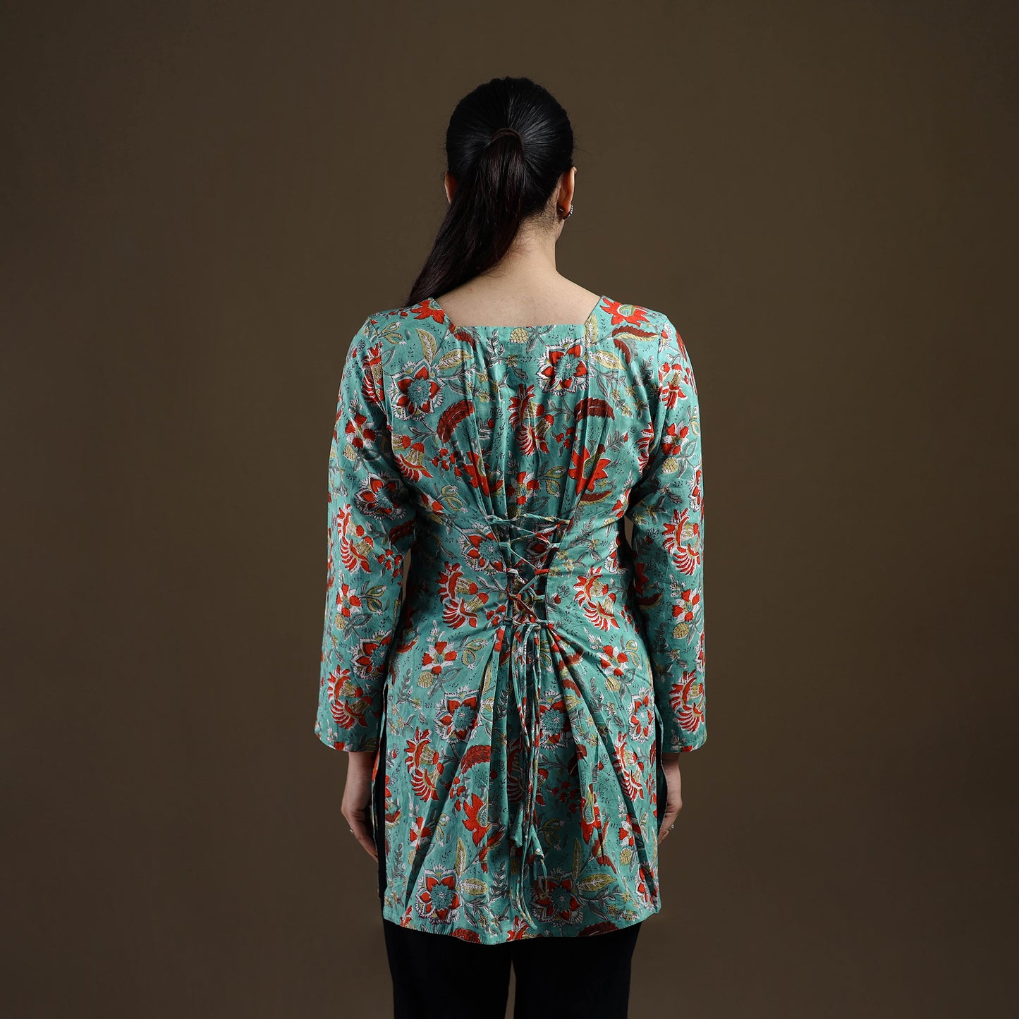 Green - Sanganeri Hand Block Print Cotton Short Kurta for women 11