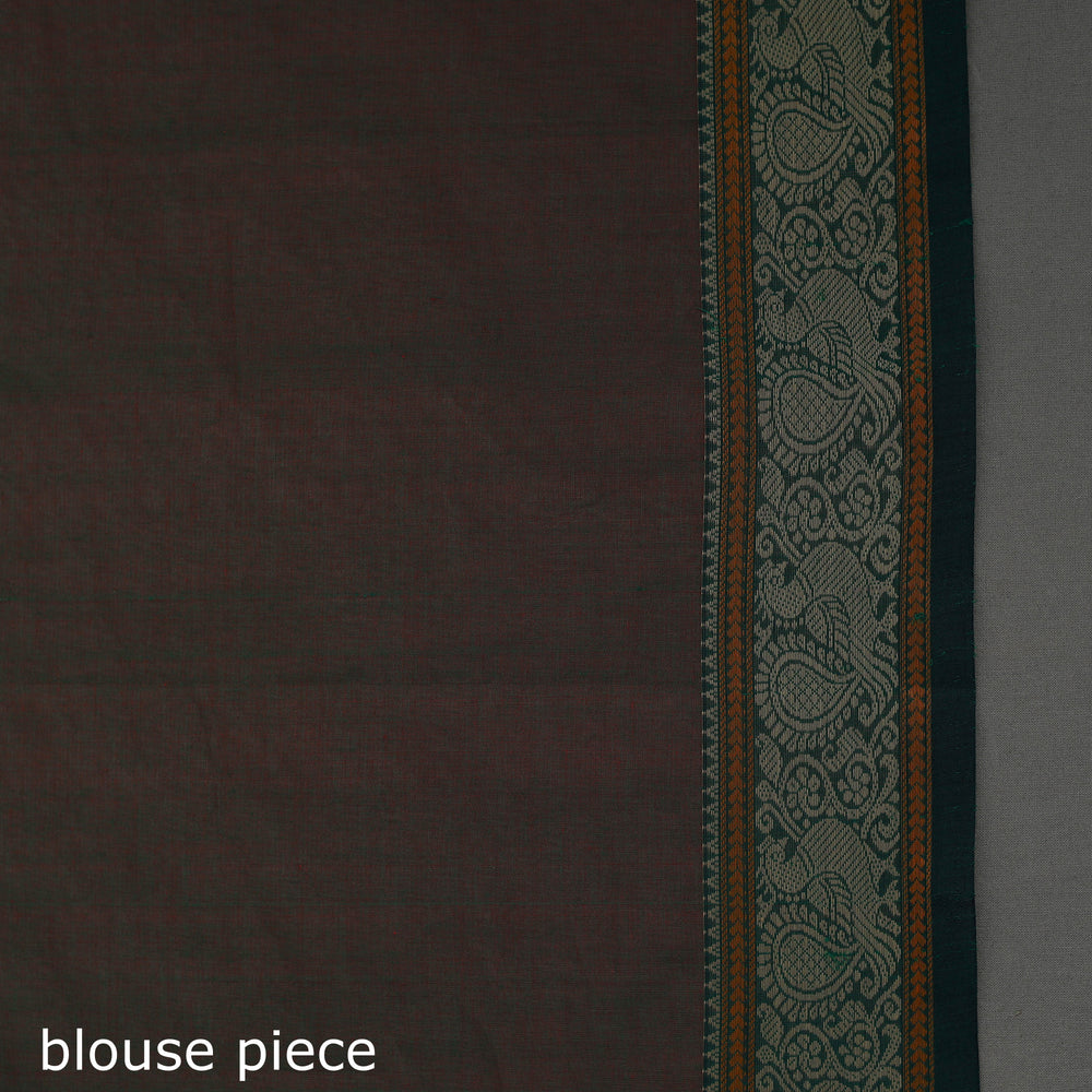 Maroon - Handloom Cotton Thread Border Kanchipuram Saree 08