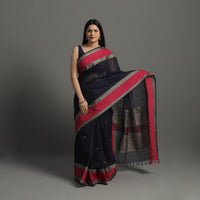 Black - Handloom Cotton Thread Border Kanchipuram Saree 10