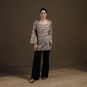 Brown - Sanganeri Hand Block Print Cotton Short Kurta for women 10