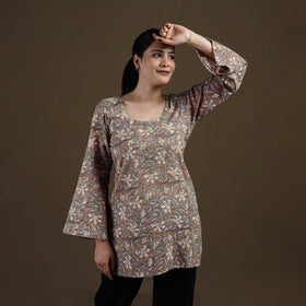 Brown - Sanganeri Hand Block Print Cotton Short Kurta for women 10